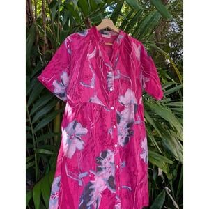 Caterina Ricci Italian linen dress S Midi pink Artsy lagenlook boho chic floral